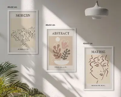 Wanddecoratie set schilderijen moderne plantenlijnen