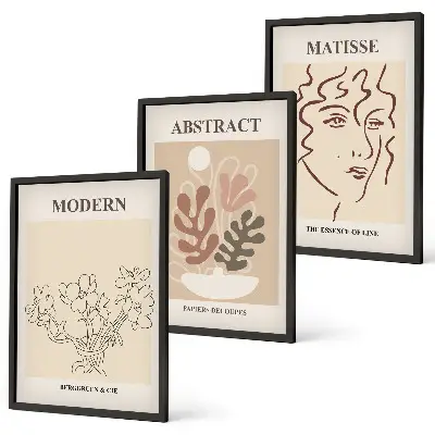 Wanddecoratie set schilderijen moderne plantenlijnen