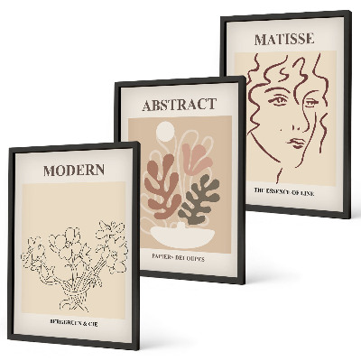 Wanddecoratie set schilderijen Roślinne linie nowoczesne