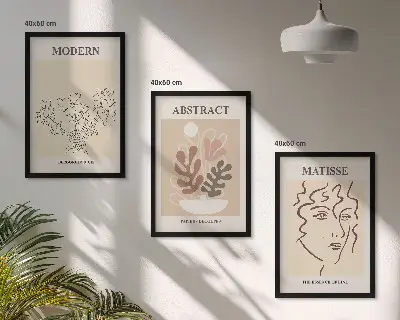 Wanddecoratie set schilderijen moderne plantenlijnen