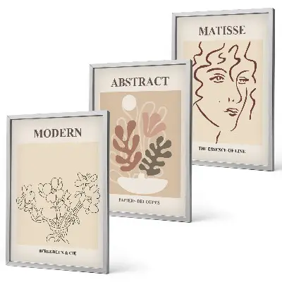 Wanddecoratie set schilderijen moderne plantenlijnen