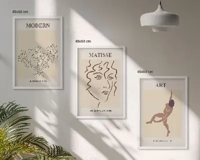 Fotowand met stijlvolle afbeeldingen van bloemen en figuren