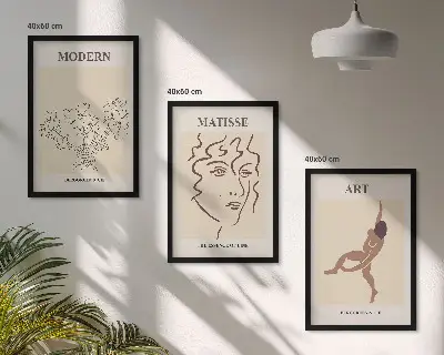 Fotowand met stijlvolle afbeeldingen van bloemen en figuren