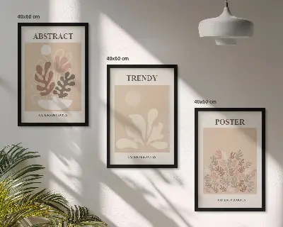 Wanddecoratieset schilderijen met natuurlijke motieven in beige en bruin