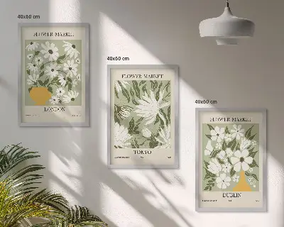 Fotowand met bloemenpatronen in Londen, Tokio en Dublin