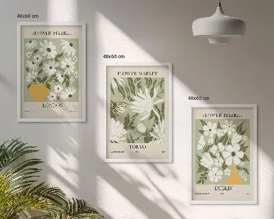 Fotowand met bloemenpatronen in Londen, Tokio en Dublin
