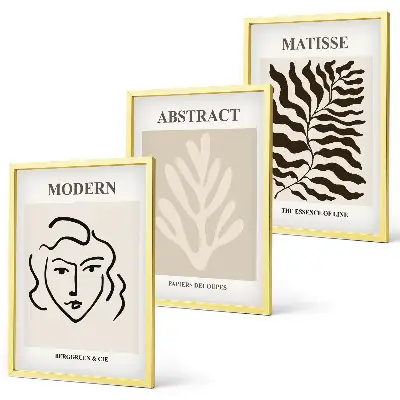 Fotowand met kunstwerk van gezicht en bladeren in Matisse-stijl