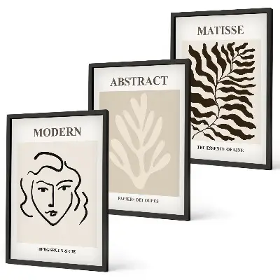 Fotowand met kunstwerk van gezicht en bladeren in Matisse-stijl