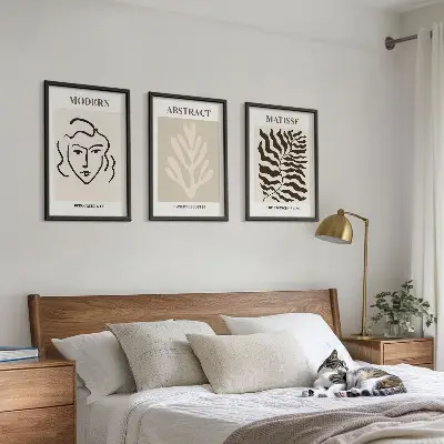 Fotowand met kunstwerk van gezicht en bladeren in Matisse-stijl