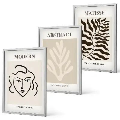 Fotowand met kunstwerk van gezicht en bladeren in Matisse-stijl