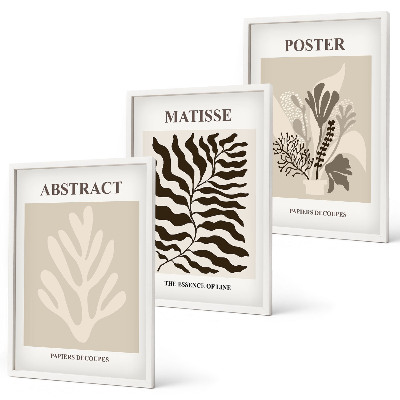 Wanddecoratie set schilderijen Roślinne wzory beżu brązu