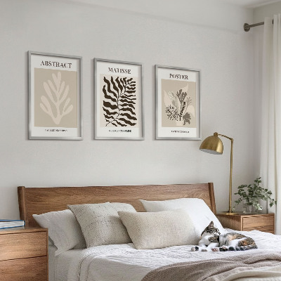 Wanddecoratie set schilderijen Roślinne wzory beżu brązu