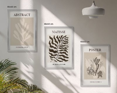 Wanddecoratie set schilderijen Roślinne wzory beżu brązu