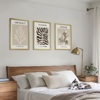 Wanddecoratie set schilderijen Roślinne wzory beżu brązu