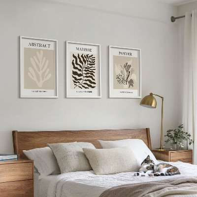 Wanddecoratie set schilderijen Roślinne wzory beżu brązu