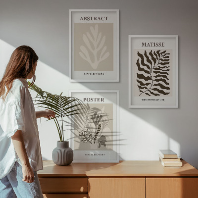 Wanddecoratie set schilderijen Roślinne wzory beżu brązu