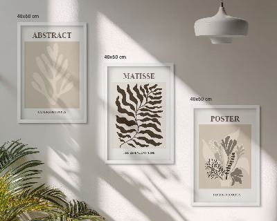 Wanddecoratie set schilderijen Roślinne wzory beżu brązu