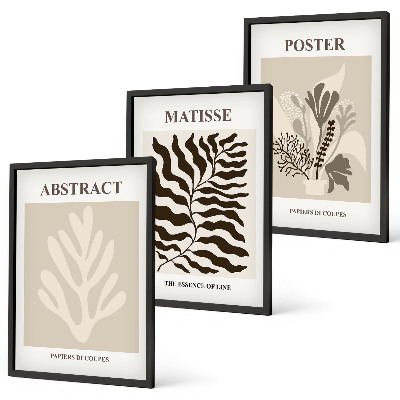 Wanddecoratie set schilderijen Roślinne wzory beżu brązu