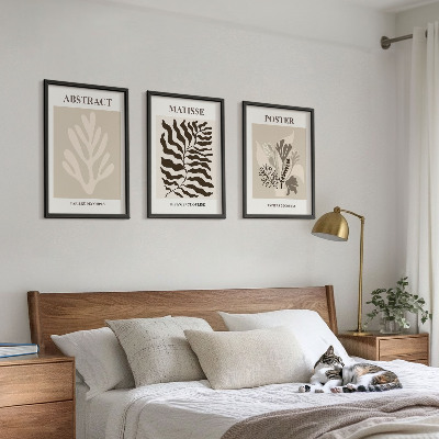 Wanddecoratie set schilderijen Roślinne wzory beżu brązu