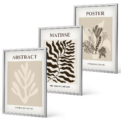 Wanddecoratie set schilderijen Roślinne wzory beżu brązu