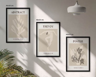 Wanddecoratie set schilderijen Roślinne wzory beż brąz