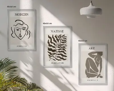 Fotowand stijlvolle grafieken met lijntekeningen van figuren