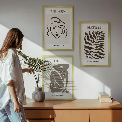 Fotowand stijlvolle grafieken met lijntekeningen van figuren