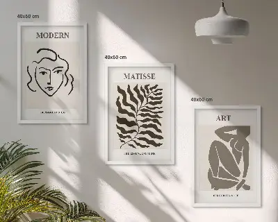 Fotowand stijlvolle grafieken met lijntekeningen van figuren