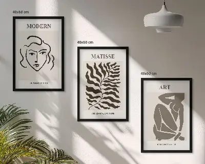 Fotowand stijlvolle grafieken met lijntekeningen van figuren