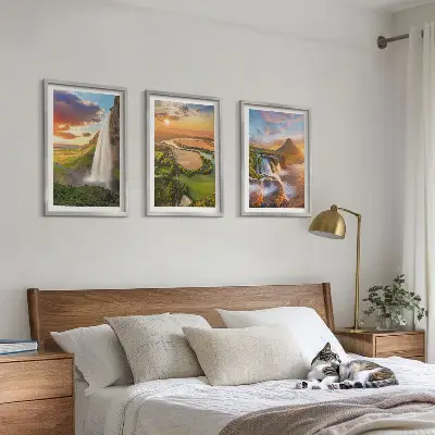 Wanddecoratieset schilderijen met watervallen en zonsondergang