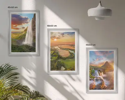 Wanddecoratieset schilderijen met watervallen en zonsondergang