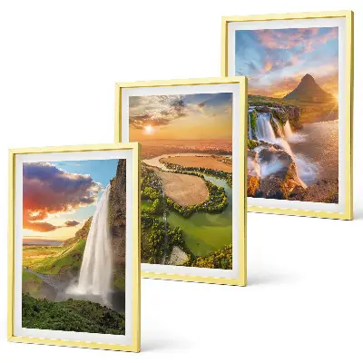 Wanddecoratieset schilderijen met watervallen en zonsondergang