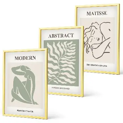 Wanddecoratieset met schilderijen stijlvolle groene afbeeldingen met figuren