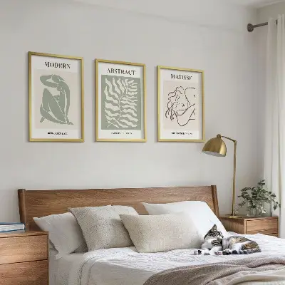 Wanddecoratieset met schilderijen stijlvolle groene afbeeldingen met figuren