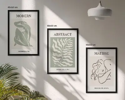 Wanddecoratieset met schilderijen stijlvolle groene afbeeldingen met figuren