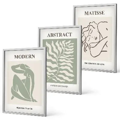 Wanddecoratieset met schilderijen stijlvolle groene afbeeldingen met figuren