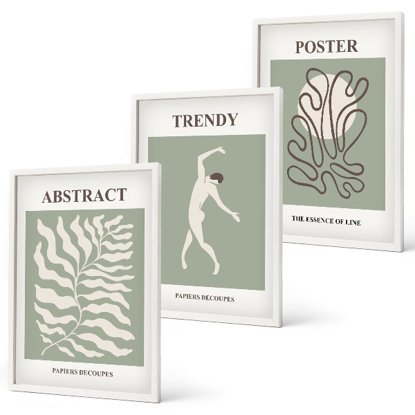Wanddecoratie set schilderijen Roślinne wzory Matisse zieleni
