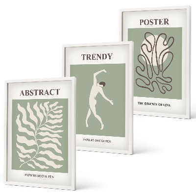 Wanddecoratie set schilderijen Roślinne wzory Matisse zieleni