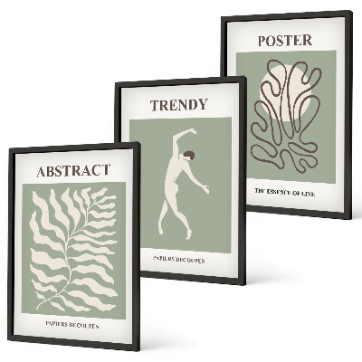 Wanddecoratie set schilderijen Roślinne wzory Matisse zieleni