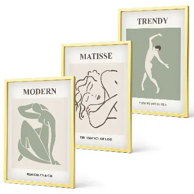 Set van minimalistische wandschilderijen stijlvolle personages