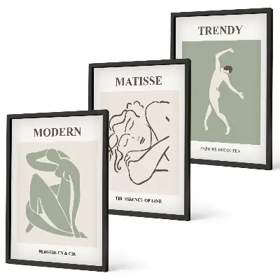 Set van minimalistische wandschilderijen stijlvolle personages