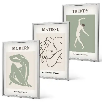 Set van minimalistische wandschilderijen stijlvolle personages