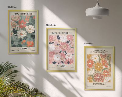 Wanddecoratie set schilderijen Kwiatowe wzory Londyn Tokio Amsterdam