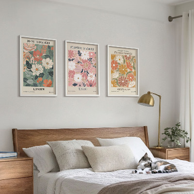 Wanddecoratie set schilderijen Kwiatowe wzory Londyn Tokio Amsterdam