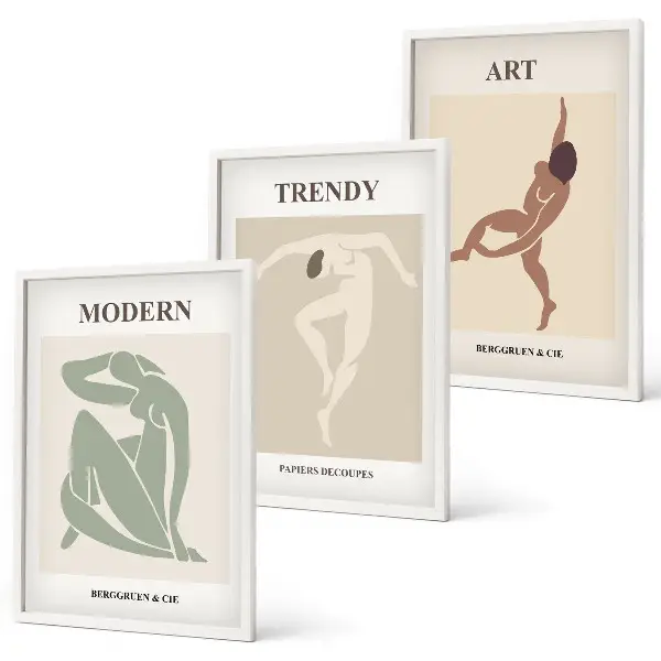 Wanddecoratie set schilderijen stijlvolle minimalistische figuren