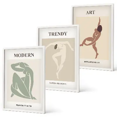 Wanddecoratie set schilderijen Stylowe postacie w minimalizmie