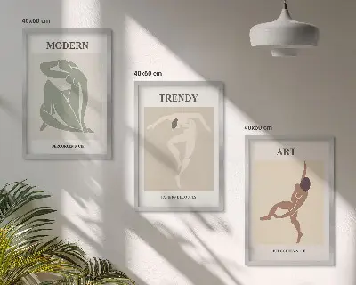 Wanddecoratie set schilderijen stijlvolle minimalistische figuren