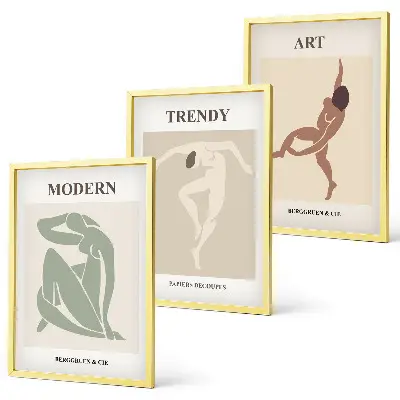Wanddecoratie set schilderijen stijlvolle minimalistische figuren