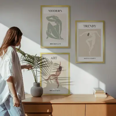 Wanddecoratie set schilderijen stijlvolle minimalistische figuren