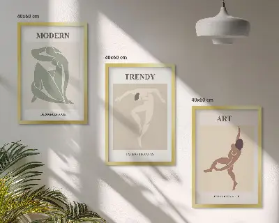 Wanddecoratie set schilderijen stijlvolle minimalistische figuren